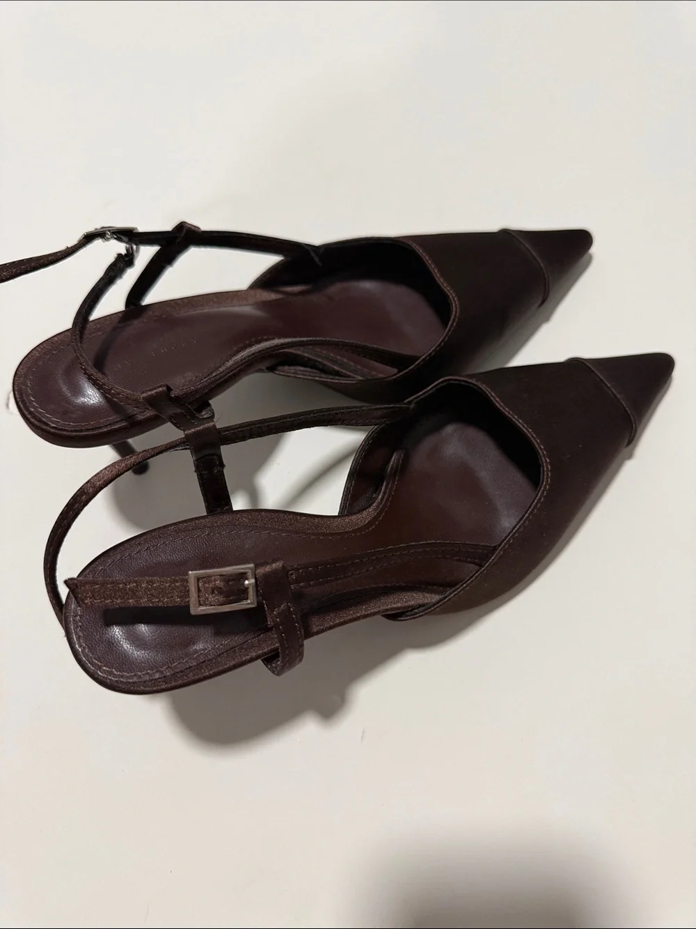 Women's Pointed Toe Slingback Heels in Dark Brown